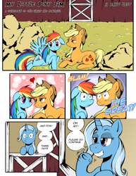 Size: 1000x1294 | Tagged: safe, artist:crystal-secret, character:applejack, character:rainbow dash, character:trixie, ship:appledash, comic, female, inconvenient trixie, lesbian, shipping, the great and powerful countdown