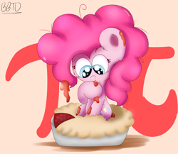 Size: 3067x2660 | Tagged: safe, artist:bronybehindthedoor, character:pinkie pie, female, food, pi day, pie, solo