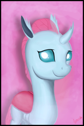Size: 2000x3000 | Tagged: safe, artist:theunconsistentone, character:ocellus, species:changeling, species:reformed changeling, episode:school daze, g4, my little pony: friendship is magic, season 8, cute, diaocelles, female, pink background, simple background, smiling, solo