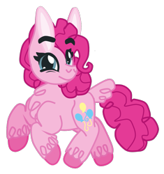 Size: 993x1057 | Tagged: safe, artist:casanova-mew, character:pinkie pie, species:earth pony, species:pony, chest fluff, cute, diapinkes, dock, female, looking at you, simple background, smiling, solo, transparent background, unshorn fetlocks