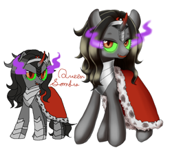 Size: 990x859 | Tagged: safe, artist:shusu, character:king sombra, species:pony, species:unicorn, curved horn, glowing eyes, queen umbra, rule 63, simple background, sketch, smiling, solo, sombra eyes, white background