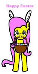 Size: 278x540 | Tagged: safe, artist:samueljcollins1990, character:fluttershy, basket, bunny ears, easter, happy easter, holiday
