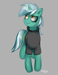 Size: 683x878 | Tagged: safe, artist:hardbrony, character:lyra heartstrings, species:pony, species:unicorn, clothing, dig the swell hoodie, emo, female, gray background, hoodie, mare, shirt, simple background, solo