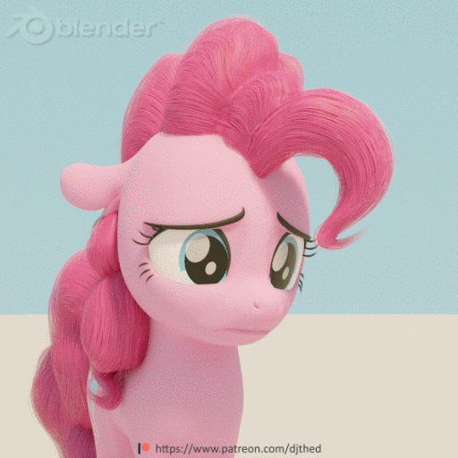Size: 512x512 | Tagged: safe, artist:therealdjthed, character:pinkie pie, species:earth pony, species:pony, 3d, 3d model, animated, blender, cute, cycles, cycles render, dawwww, diapinkes, emotional spectrum, female, floppy ears, frown, grin, happy, hnnng, looking down, mare, model:djthed, patreon, patreon logo, sad, simple background, smiling, solo, squee, therealdjthed is trying to murder us, weapons-grade cute