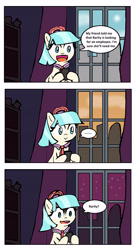 Size: 2558x4740 | Tagged: safe, artist:helsaabi, character:coco pommel, species:earth pony, species:pony, episode:fake it 'til you make it, :>, after, cellphone, coco's apartment, comic, female, implied rarity, manehattan, mare, phone, smartphone, solo, this will end in disappointment, waiting