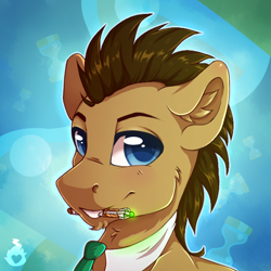 Size: 600x600 | Tagged: safe, artist:serenity, character:doctor whooves, character:time turner, species:earth pony, species:pony, crossover, doctor who, looking at you, male, necktie, solo, sonic screwdriver, stallion, the doctor
