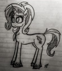 Size: 1932x2206 | Tagged: safe, artist:palmartz44, character:starlight glimmer, species:pony, species:unicorn, female, lined paper, monochrome, solo, traditional art