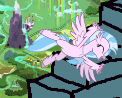 Size: 250x200 | Tagged: safe, artist:thetomness, artist:torpy-ponius, character:silverstream, species:classical hippogriff, species:hippogriff, animated, canterlot, disney princess, endless stairs, equestria, falling downstairs, falling downstairs fetish, female, gif, happy, it keeps happening, loop, map of equestria, stairs, stairs are awesome, taco tuesday, that hippogriff sure does love stairs, tumbling