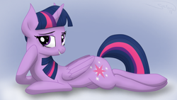 Size: 1920x1080 | Tagged: safe, artist:soctavia, character:twilight sparkle, character:twilight sparkle (alicorn), species:alicorn, species:pony, adorasexy, bedroom eyes, cute, draw me like one of your french girls, female, lying down, mare, sexy, simple background, solo, wallpaper