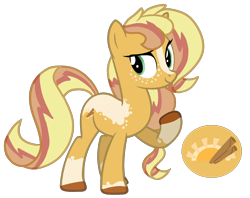 Size: 1728x1366 | Tagged: safe, artist:unicorn-mutual, oc, oc:cinnamon sunrise, parent:applejack, parent:sunset shimmer, parents:appleshimmer, species:earth pony, species:pony, cutie mark, magical lesbian spawn, male, offspring, simple background, solo, stallion, transparent background