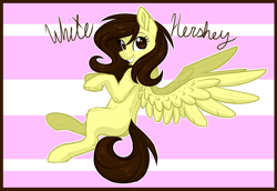 Size: 1024x705 | Tagged: safe, artist:whitehershey, oc, oc only, oc:white hershey, species:pegasus, species:pony, abstract background, female, mare, solo