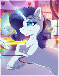 Size: 2550x3300 | Tagged: safe, artist:serenity, character:rarity, species:pony, species:unicorn, ear fluff, eyelashes, female, glowing horn, magic, mare, smiling, solo, speedpaint available