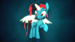 Size: 1920x1080 | Tagged: safe, artist:powdan, oc, oc:firma surge, species:pony, 3d, 3d remake, artificial wings, augmented, female, magic, magic horn, magic wings, mare, not an alicorn, raised hoof, solo, source filmmaker, surprised, wings