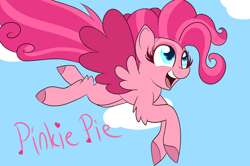 Size: 1024x679 | Tagged: safe, artist:envygirl95, character:pinkie pie, species:pegasus, species:pony, g5 leak, leak, female, pegasus pinkie pie, pinkie pie (g5), race swap, solo, two toned wings
