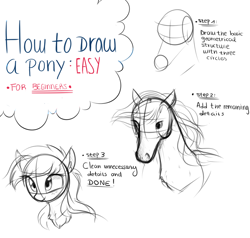Size: 1020x970 | Tagged: safe, artist:aureai-sketches, species:earth pony, species:pony, chest fluff, cute, female, first you draw a circle, floppy ears, freckles, happy, horse, how to draw, irony, mare, simple background, sketch, smiling, spongebob reference, tutorial, white background