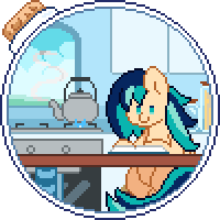 Size: 200x200 | Tagged: safe, artist:chirpy-chi, oc, oc:sapphire breeze, species:pegasus, species:pony, animated, cute, kettle, pixel art, simple background, solo, transparent background