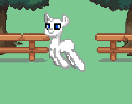 Size: 425x333 | Tagged: safe, artist:torpy-ponius, species:pony, pony town, animated, fence, ground, jumping, leaping, parallax, parallax scrolling, pikapetey, tree