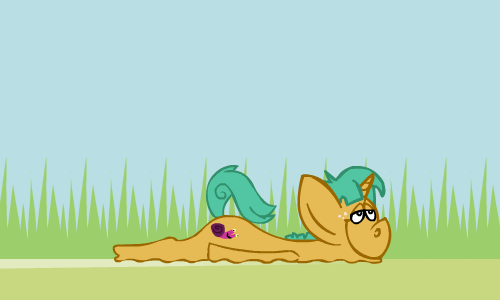 Size: 500x300 | Tagged: safe, artist:cybersp0nge, character:snails, species:pony, species:unicorn, animated, asksnipsandorsnails, colt, dumb running ponies, gif, male, prone, smiling, solo