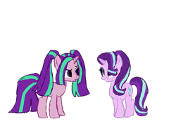 Size: 2500x2000 | Tagged: safe, artist:sodadoodle, character:aria blaze, character:starlight glimmer, species:pony, species:unicorn, colored sketch, duo, duo female, female, look-alike, simple background, sketch, transparent background