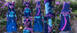 Size: 2327x1000 | Tagged: safe, artist:essorille, character:twilight sparkle, character:twilight sparkle (alicorn), species:alicorn, species:anthro, species:pony, anthro plushie, clothing, dress, female, irl, life size, photo, plushie, solo