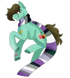 Size: 2479x2761 | Tagged: safe, artist:unicorn-mutual, oc, oc:hodge podge, species:earth pony, species:pony, asexual pride flag, clothing, female, high res, mare, pride, scarf, simple background, solo, transparent background