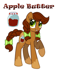 Size: 844x1061 | Tagged: safe, artist:hazardous-andy, base used, oc, oc:apple butter, parent:applejack, parent:trouble shoes, parents:troublejack, species:earth pony, species:pony, braid, braided tail, female, mare, offspring, pigtails, raised hoof, simple background, socks (coat marking), solo, transparent background, twintails