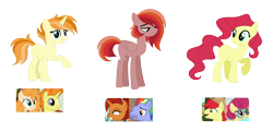 Size: 1482x713 | Tagged: safe, artist:hazardous-andy, base used, character:bow hothoof, character:bright mac, character:pear butter, character:posey shy, character:stellar flare, character:sunspot, oc, oc only, parent:bow hothoof, parent:bright mac, parent:pear butter, parent:posey shy, parent:stellar flare, species:earth pony, species:pegasus, species:pony, species:unicorn, blank flank, crack shipping, female, mare, offspring, parent swap au, parent:sunspot, parents:poseybright, parents:stellarbow, poseybright, shipping, simple background, stellarbow, transparent background