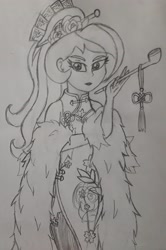 Size: 2040x3072 | Tagged: safe, artist:pokecure123, character:princess celestia, character:principal celestia, my little pony:equestria girls, clothing, cosplay, costume, female, food fantasy, kikuko inoue, solo, traditional art, voice actor joke, yuxiang