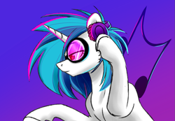 Size: 1023x709 | Tagged: safe, artist:whitehershey, character:dj pon-3, character:vinyl scratch, species:pony, species:unicorn, female, mare, solo, sunglasses