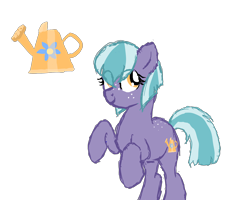 Size: 2500x2000 | Tagged: safe, artist:sodadoodle, oc, oc only, oc:daisy blue, parent:discord, parent:fluttershy, parents:discoshy, species:earth pony, species:pony, sodaverse, adopted offspring, female, freckles, mare, next generation, simple background, solo, transparent background, watering can