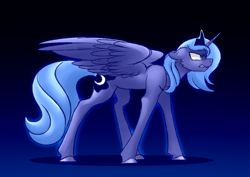 Size: 1024x725 | Tagged: safe, artist:whitehershey, character:princess luna, species:alicorn, species:pony, angry, female, floppy ears, gradient background, mare, s1 luna, solo