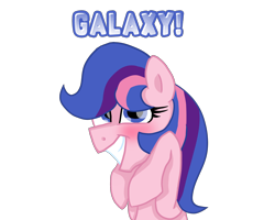 Size: 2500x2000 | Tagged: safe, artist:sodadoodle, oc, oc only, oc:galaxy guard, parent:flash sentry, parent:twilight sparkle, parents:flashlight, species:pegasus, species:pony, kindverse, blushing, female, hooves, mare, offspring, simple background, smiling, solo, transparent background