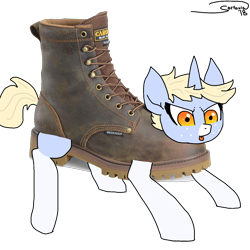 Size: 1500x1500 | Tagged: safe, artist:soctavia, oc, oc:nootaz, species:pony, species:unicorn, angry, boot, freckles, not salmon, simple background, socks (coat marking), tongue out, transparent background, wat