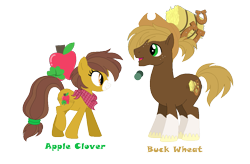 Size: 1035x679 | Tagged: safe, artist:hazardous-andy, base used, oc, oc only, oc:apple clover, oc:buck wheat, parent:applejack, parent:trouble shoes, parents:troublejack, species:earth pony, species:pony, brother and sister, clothing, cowboy hat, duo, female, freckles, hat, male, mare, neckerchief, offspring, simple background, socks (coat marking), stallion, transparent background, unshorn fetlocks