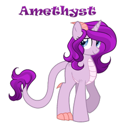 Size: 945x971 | Tagged: safe, artist:hazardous-andy, base used, oc, oc:amethyst, parent:rarity, parent:spike, parents:sparity, species:dracony, female, hybrid, interspecies offspring, offspring, simple background, solo, transparent background