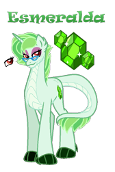 Size: 547x815 | Tagged: safe, artist:hazardous-andy, base used, oc, oc only, oc:esmeralda, parent:rarity, parent:spike, parents:sparity, species:dracony, claw hooves, fangs, female, glasses, hybrid, interspecies offspring, offspring, simple background, solo, transparent background