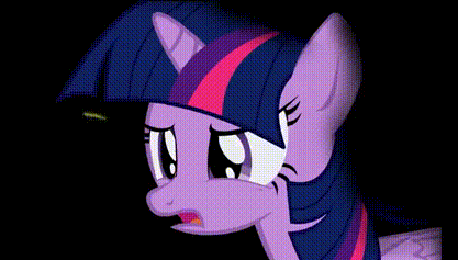 Size: 417x237 | Tagged: safe, artist:yudhaikeledai, character:twilight sparkle, character:twilight sparkle (alicorn), species:alicorn, species:pony, animated, black background, darkness, eye twitch, female, gif, horn, mare, open mouth, simple background, solo, thinking, wings