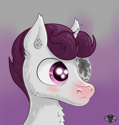 Size: 1000x1050 | Tagged: safe, artist:skunk bunk, oc, oc only, oc:sniffles, species:pony, species:unicorn, black goo, blushing, eyepatch, male, red nosed, snot