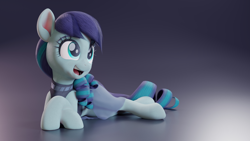 Size: 6190x3482 | Tagged: safe, alternate version, artist:therealdjthed, character:coloratura, species:earth pony, species:pony, 3d, 3d model, blender, cute, cycles, cycles render, female, happy, lying down, mare, model:djthed, rara, rarabetes, simple background, smiling, solo, wallpaper