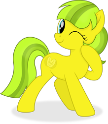 Size: 9736x11138 | Tagged: safe, artist:cirillaq, oc, oc only, oc:lemon drop, species:earth pony, species:pony, absurd resolution, female, mare, one eye closed, simple background, solo, transparent background, vector, wink