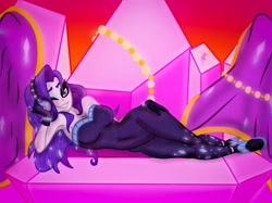 Size: 2592x1936 | Tagged: safe, artist:palmartz44, character:rarity, species:human, my little pony:equestria girls, aesthetics, armpits, breasts, busty rarity, clothing, female, hair over one eye, headphones, looking at you, lying down, one eye closed, solo, wink