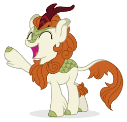 Size: 9960x9575 | Tagged: safe, artist:cirillaq, character:autumn blaze, species:kirin, episode:sounds of silence, g4, my little pony: friendship is magic, a kirin tale, absurd resolution, awwtumn blaze, cloven hooves, cute, eyes closed, female, happy, open mouth, raised hoof, simple background, singing, solo, transparent background, vector