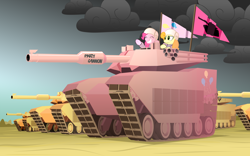 Size: 7200x4500 | Tagged: safe, artist:swissleo, character:carrot top, character:golden harvest, character:pinkie pie, absurd resolution, cutie mark on vehicle, flag, helmet, tank (vehicle)