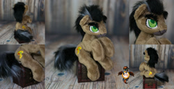 Size: 1935x1000 | Tagged: safe, artist:essorille, character:doctor caballeron, species:earth pony, species:pony, chest, cute, cutealleron, eyebrows, fluffy, fluffy mane, irl, male, missing accessory, no clothes, photo, plushie, solo, stallion