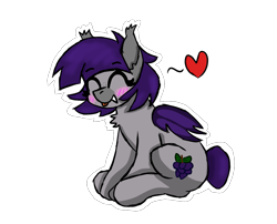Size: 1217x984 | Tagged: safe, alternate version, artist:darkwolfhybrid, oc, oc only, oc:aella, species:bat pony, bat pony oc, blep, blushing, chest fluff, colored muzzle, ear fluff, eyes closed, freckles, heart, silly, simple background, sitting, tilde, tongue out, transparent background