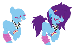 Size: 697x445 | Tagged: safe, artist:space--paws0w0, oc, oc only, oc:flashdance (ice1517), species:earth pony, species:pony, arm band, bandana, braces, ear piercing, earring, eyes closed, female, hairpin, jewelry, leg warmers, mare, open mouth, piercing, raised hoof, simple background, solo, white background