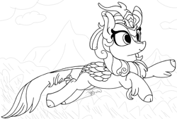 Size: 1757x1190 | Tagged: safe, artist:soctavia, character:autumn blaze, species:kirin, episode:sounds of silence, g4, my little pony: friendship is magic, cute, female, happy, jumping, sketch, solo