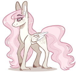Size: 621x589 | Tagged: safe, artist:sararini, oc, species:pegasus, species:pony, cloven hooves, colored hooves, colored wings, ear fluff, female, heart, long ears, mare, simple background, solo, unshorn fetlocks, white background