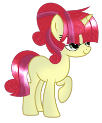 Size: 1768x2136 | Tagged: safe, artist:milkteasour, artist:space--paws0w0, base used, oc, oc only, oc:moonberry, parent:moondancer, parent:strawberry sunrise, parents:strawdancer, species:pony, species:unicorn, icey-verse, female, glasses, magical lesbian spawn, mare, offspring, raised hoof, simple background, solo, transparent background