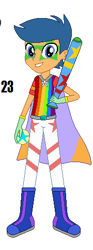 Size: 180x484 | Tagged: safe, artist:karalovely, character:first base, my little pony:equestria girls, boots, cape, clothing, cropped, equestria girls-ified, male, pants, shoes, smiling